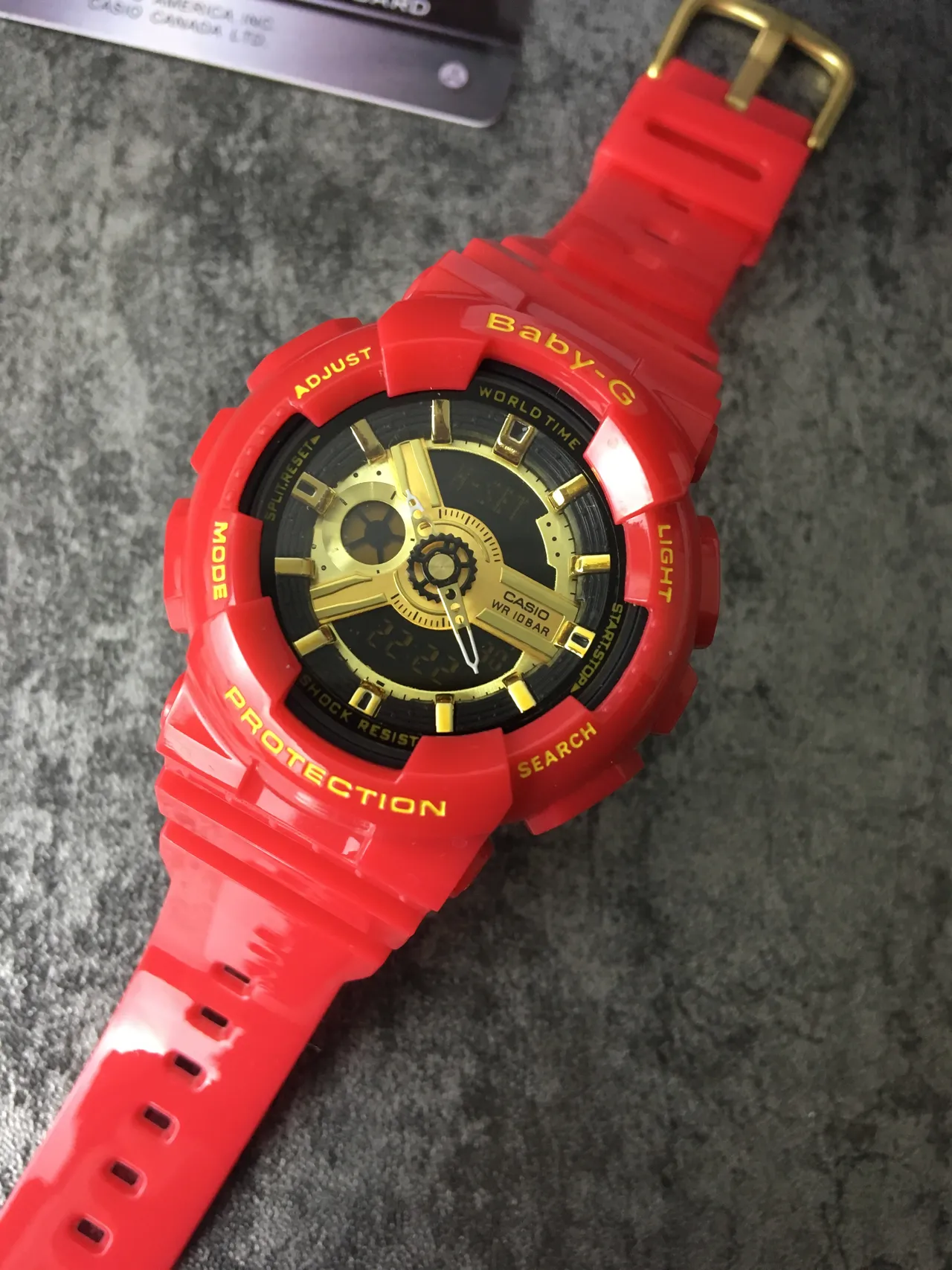 Casio Red Gold هيكل راتنج متين Analog-Digital Hybrid Display Watch 5