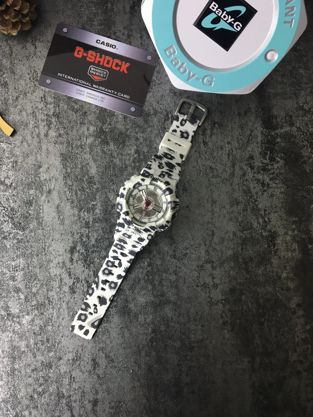 Casio White Black Leopard-Print Resin Case Pink-Accented Analog-Digital Dial Watch 6