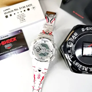 Casio White Red Analog-Digital Hybrid Resin Case Watch