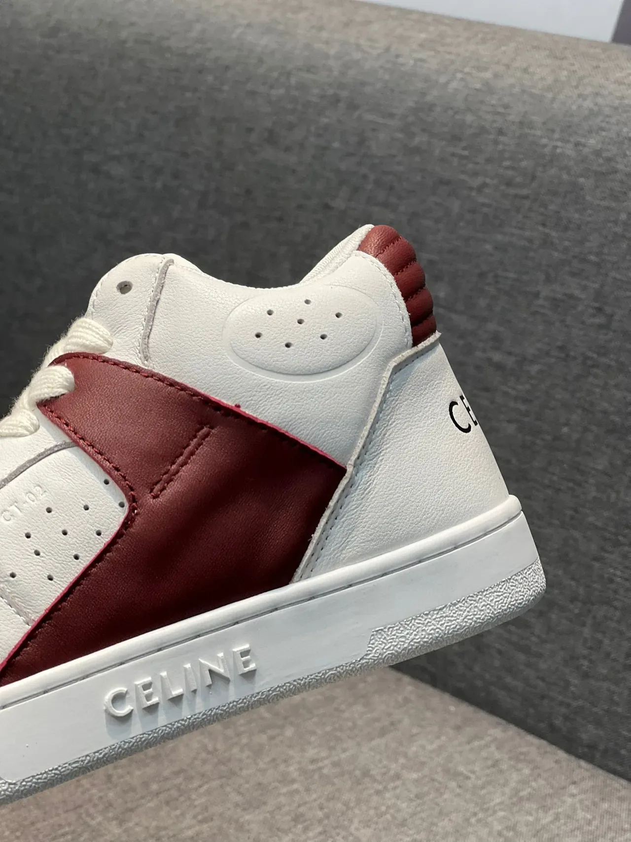 Celine CT-01 सफेद और बर्गंडी लाइफस्टाइल स्नीकर्स 9
