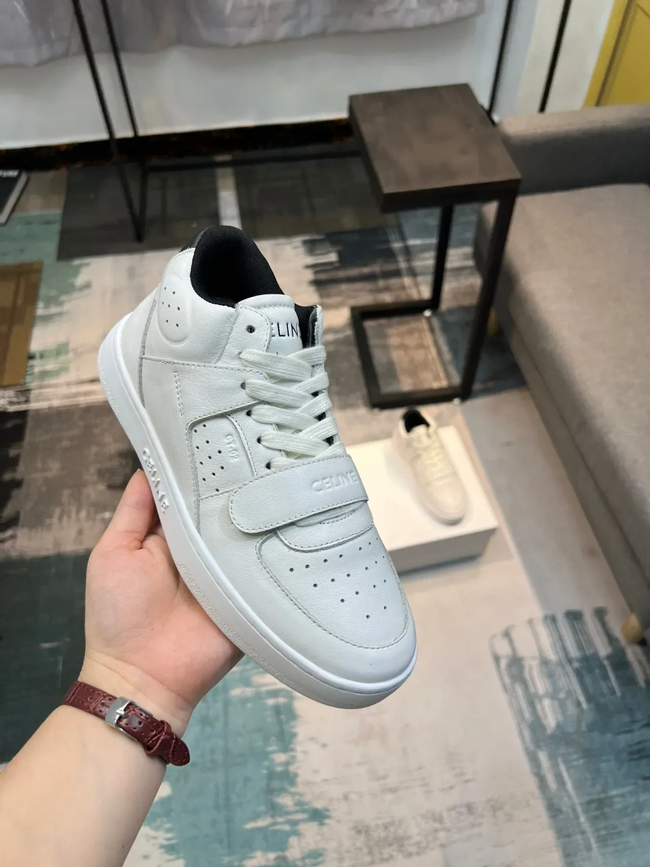 Celine CT-01 Tênis Lifestyle de Couro Branco 6