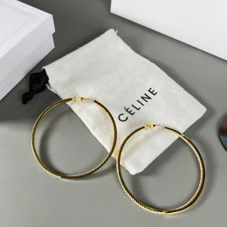 Céline Gold-Tone Pavé-Edge Hoop Earrings