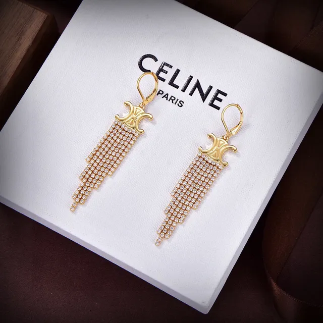Celine Triomphe Pendientes de Cristal con Flecos 2