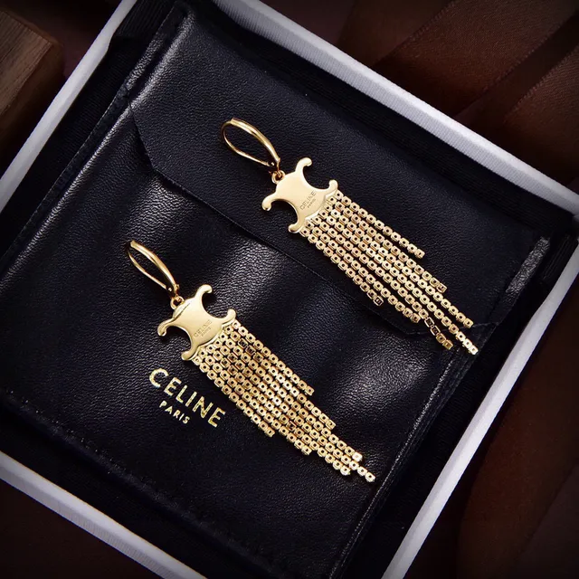 Celine Triomphe Pendientes de Cristal con Flecos 5