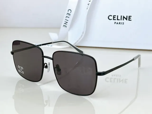 Celine Triomphe مربعة ذهبية مرصعة بالكريستال نظارات شمسية 7