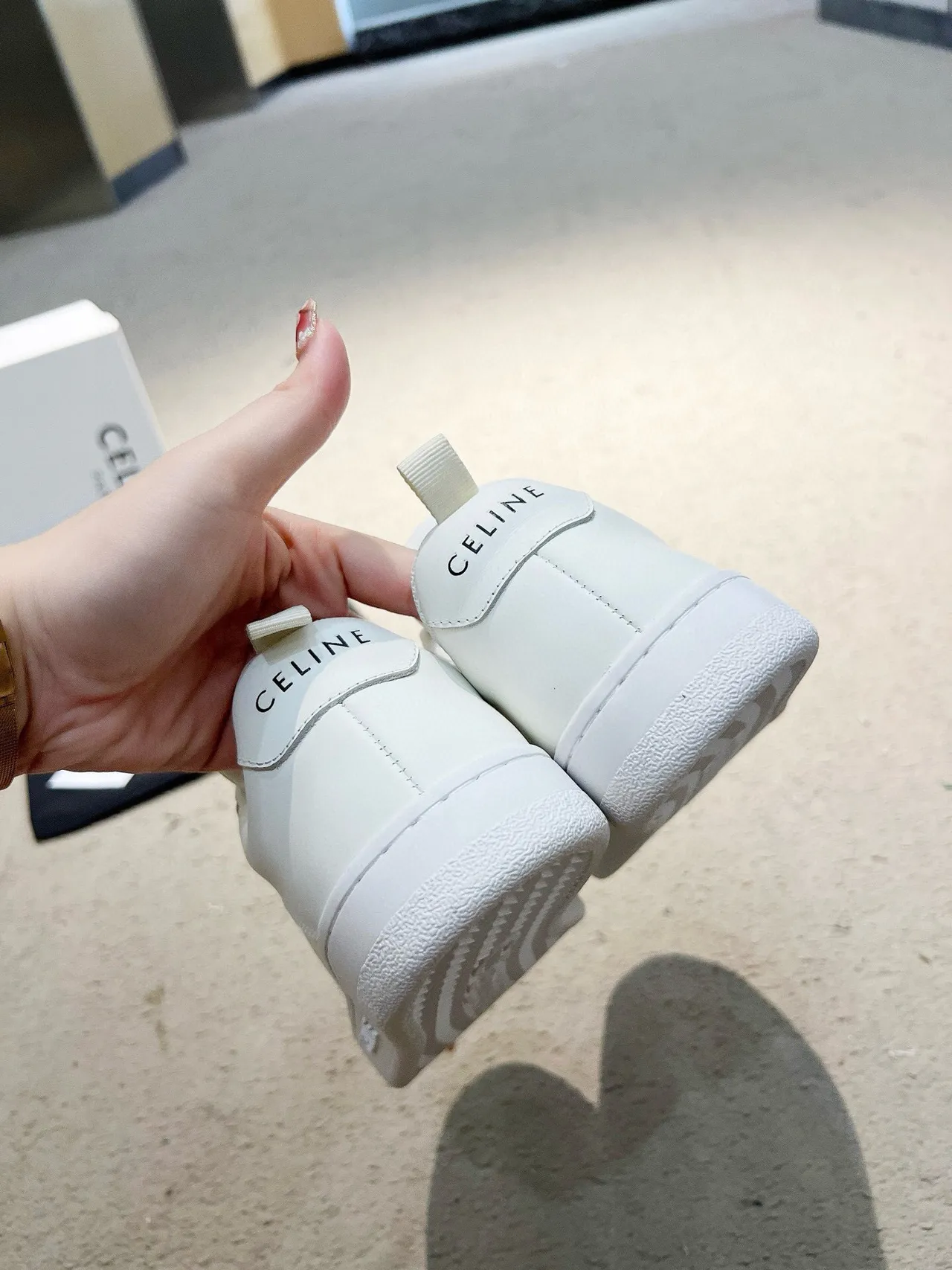 Celine White Monochrome Smooth Leather Upper Lifestyle Sneakers 4