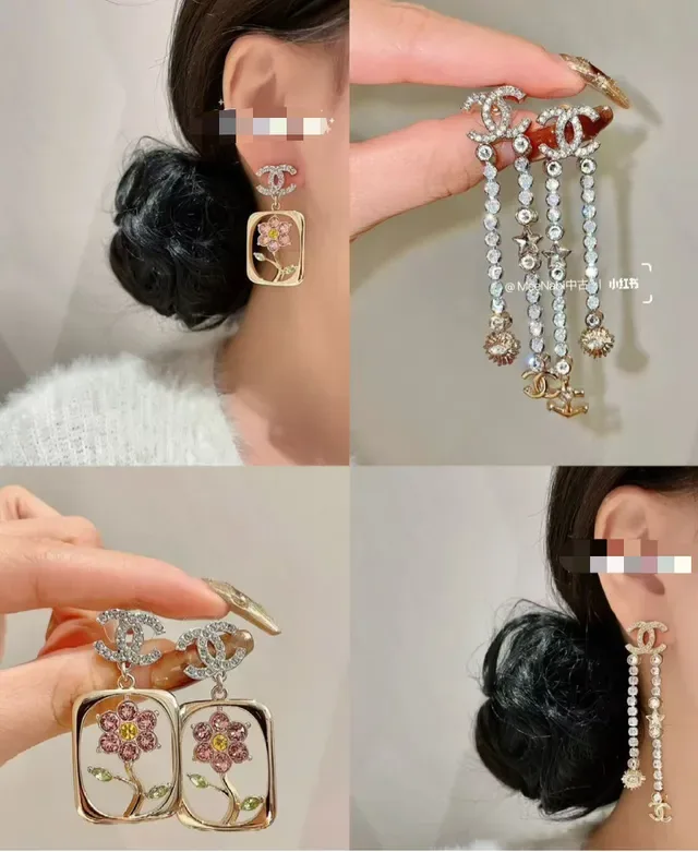 Chanel 不对称水晶链 航海图案 耳环 7
