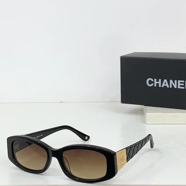 Chanel Marron Doré Rectangulaire Tortoiseshell Frame Quilted Temple Detail Lunettes de Soleil 7