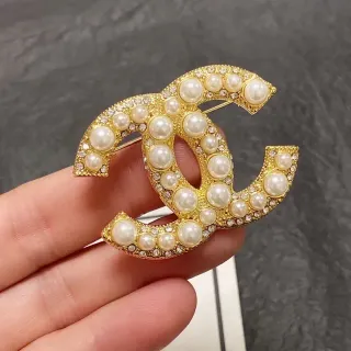 Chanel CC Brooch Gold-Tone Pearl and Crystal Embellished Brooch