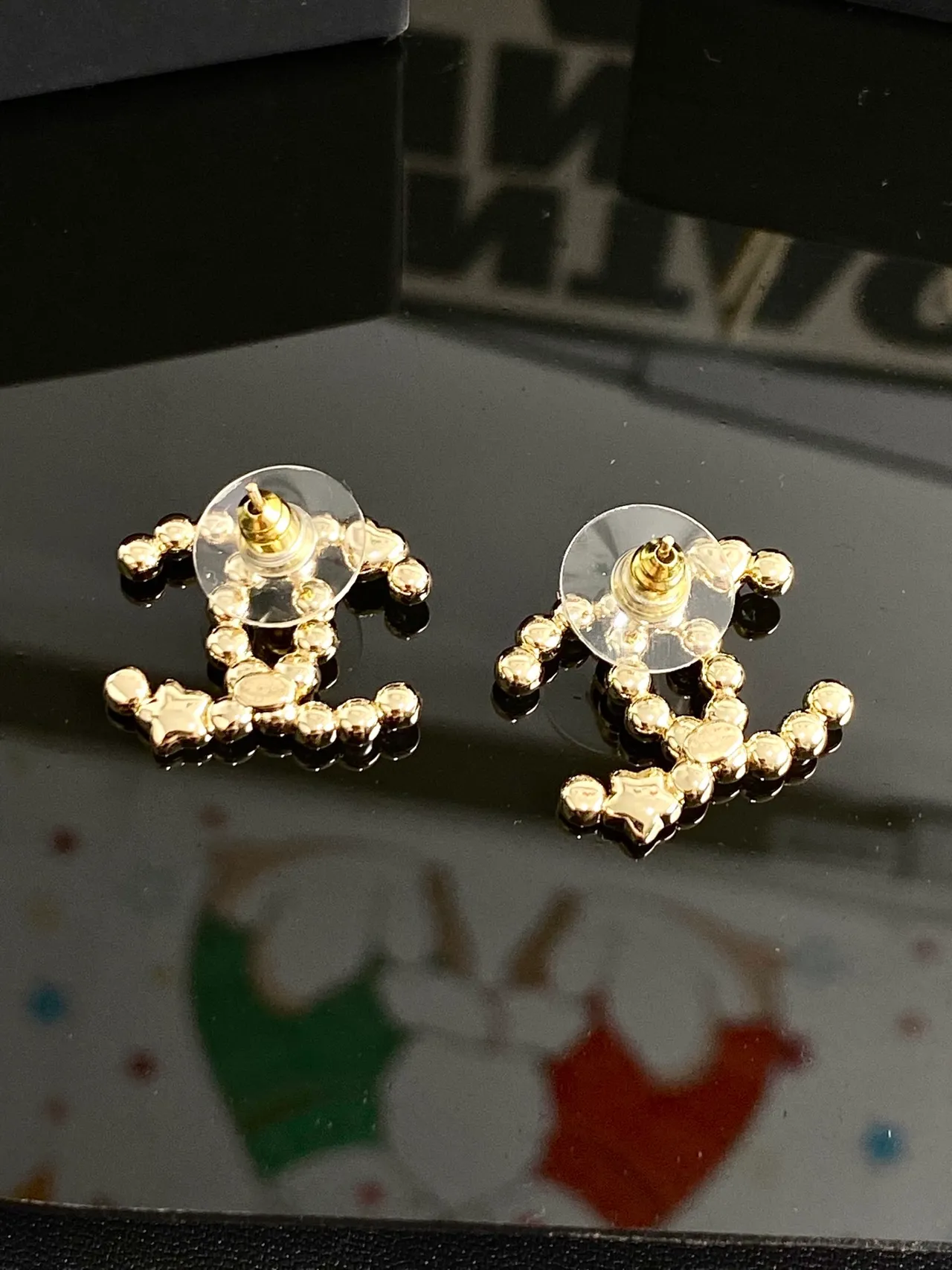 Chanel CC Logo Crystal and Pearl Stud Earrings 3