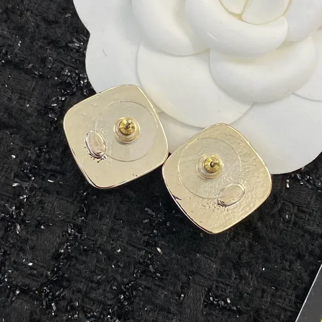 Chanel CC Stud White Gold Square Mother-of-Pearl Face Earrings 6
