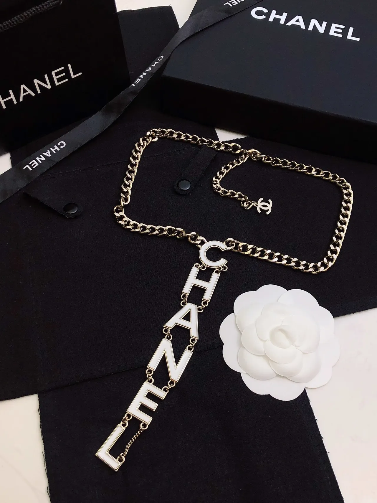 Chanel CHANEL Vertical Logo Pendant Necklace 3