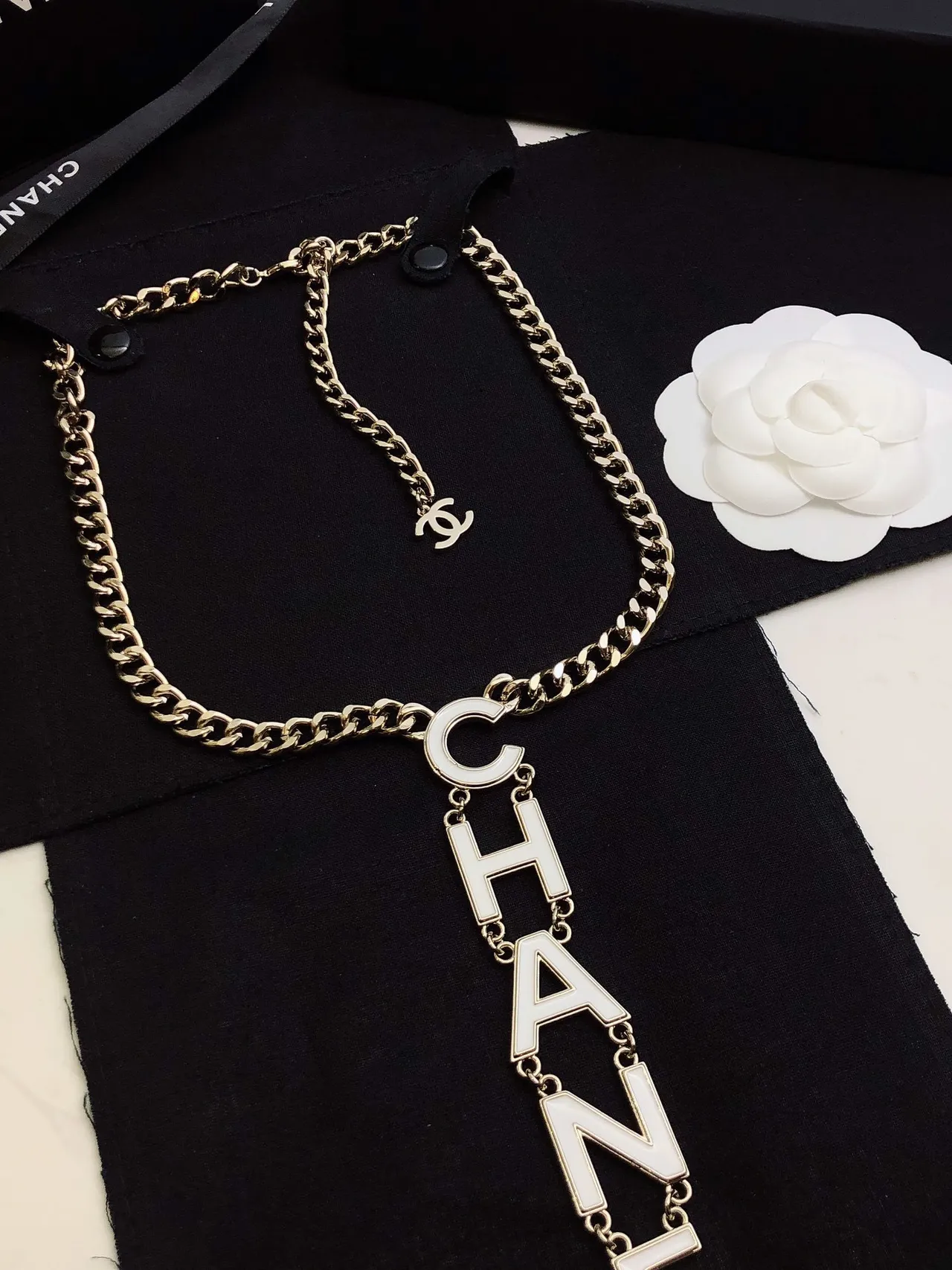 Chanel CHANEL Vertical Logo Pendant Necklace 6