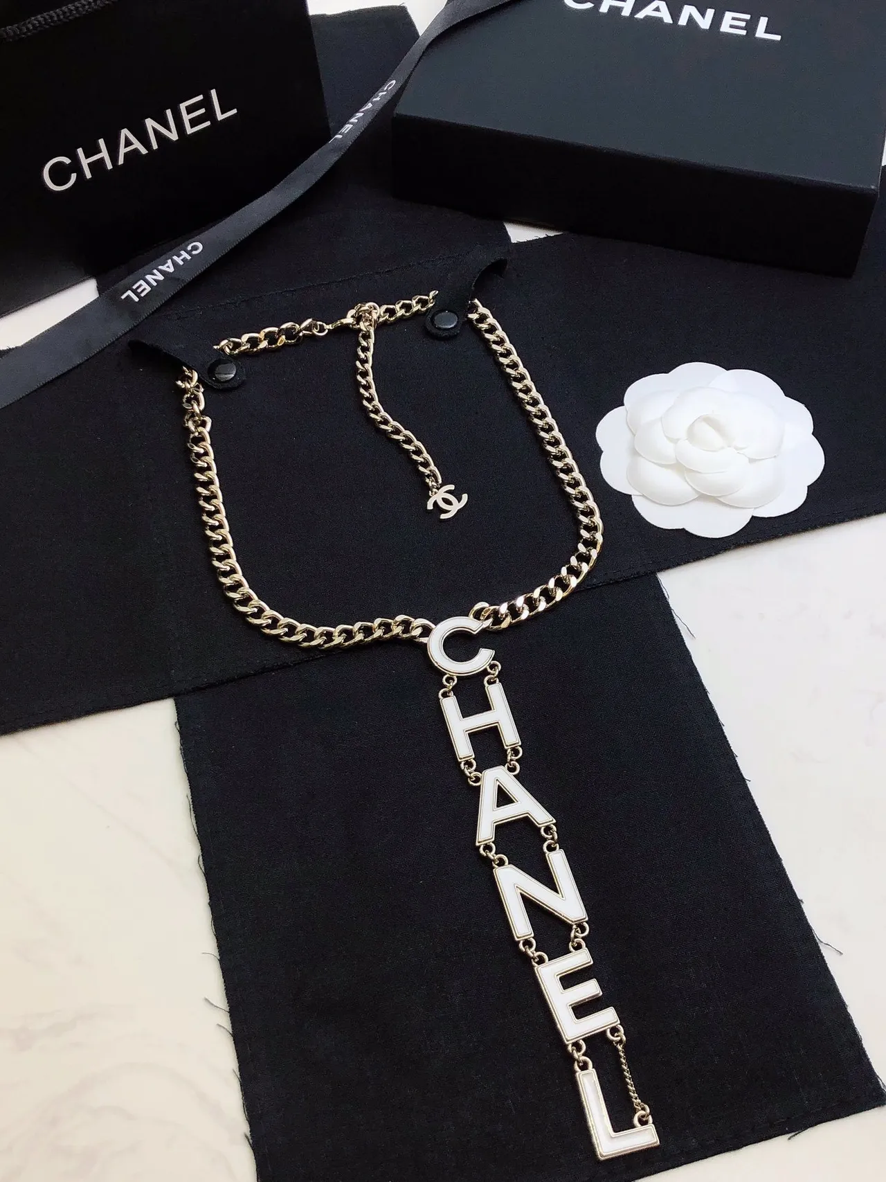 Chanel CHANEL Vertical Logo Pendant Necklace 7