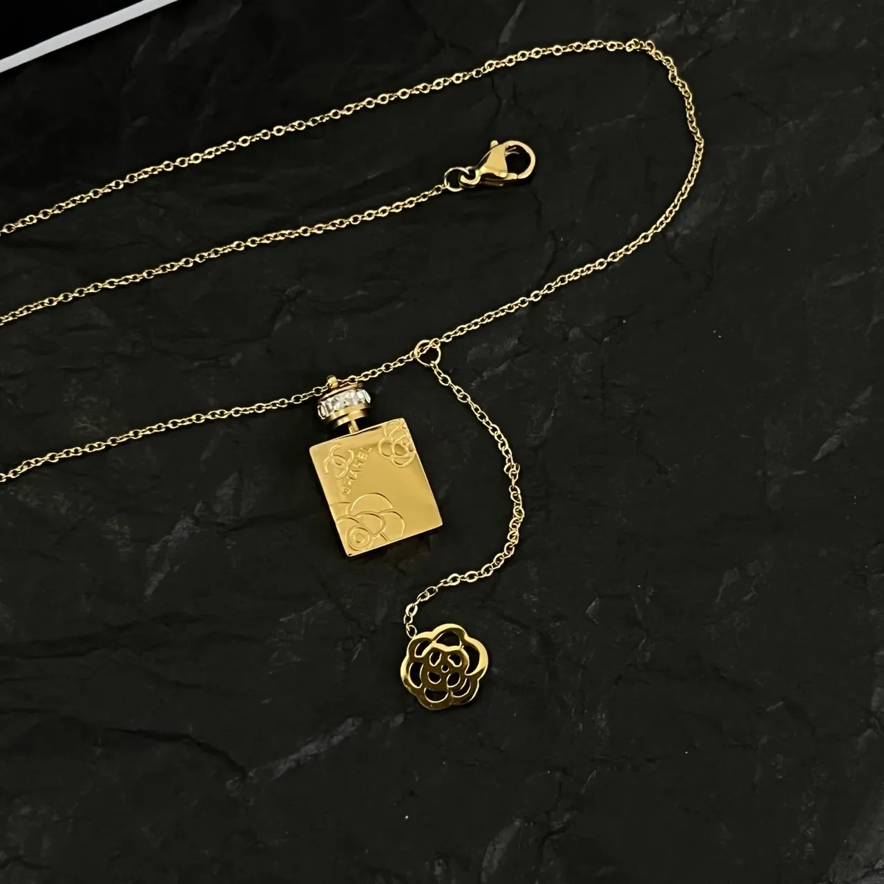 Chanel Gold Chain Perfume-Bottle Pendant Necklace 2