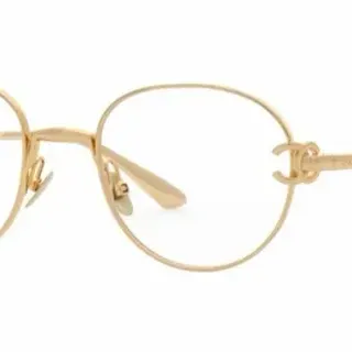 Chanel Gold Round Thin Metal Frame Finish Optical Glasses