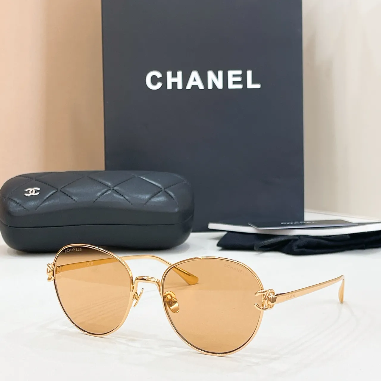 Chanel نظارات بصرية ذهبية مستديرة رفيعة إطار معدني نهائية 3