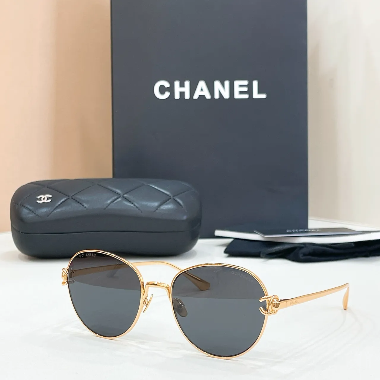 Chanel نظارات بصرية ذهبية مستديرة رفيعة إطار معدني نهائية 4