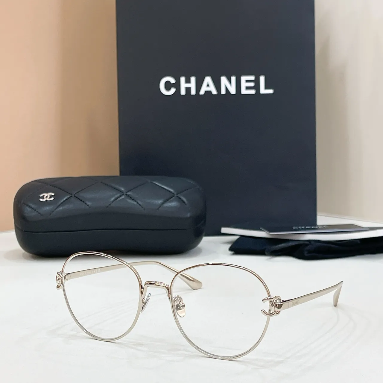 Chanel نظارات بصرية ذهبية مستديرة رفيعة إطار معدني نهائية 6