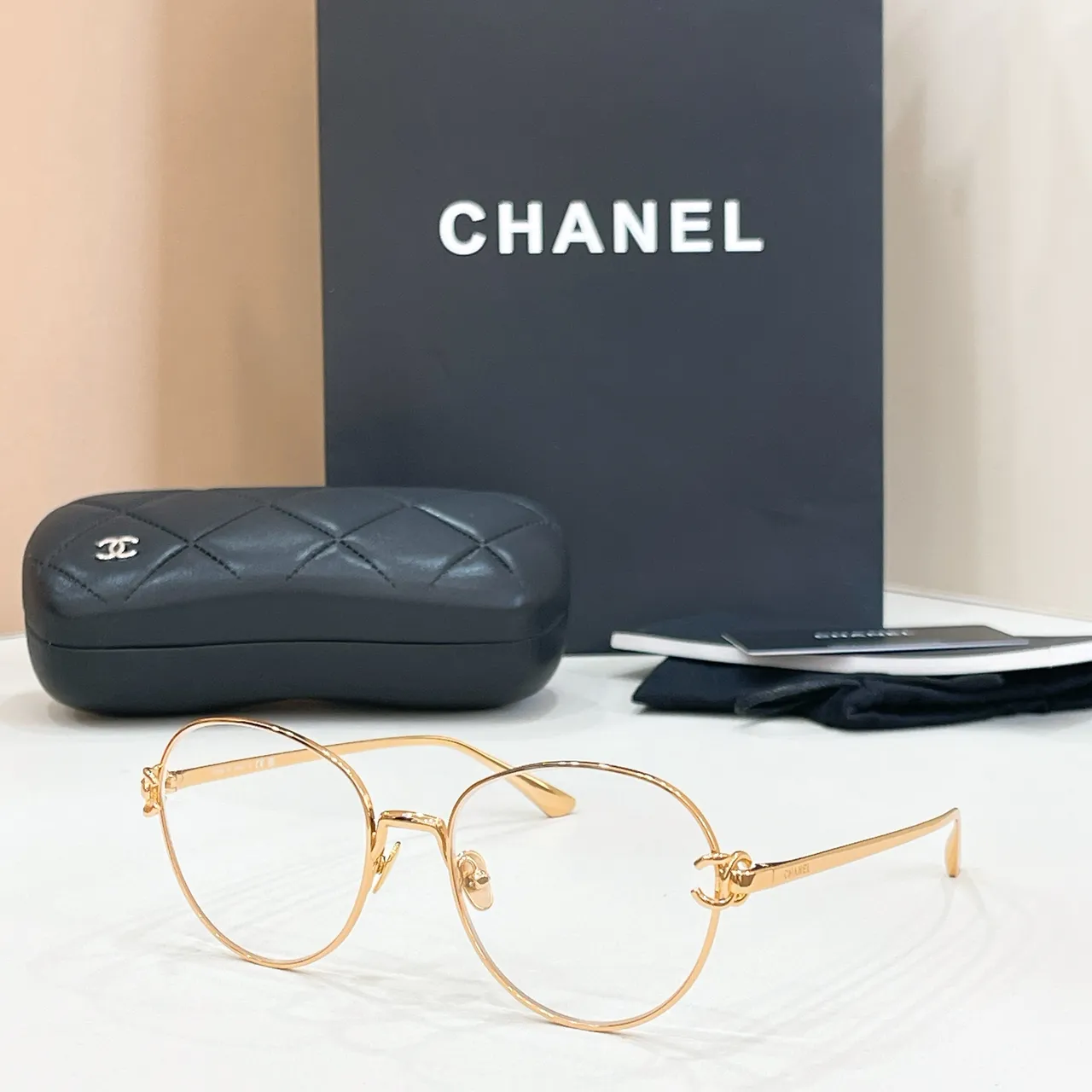 Chanel نظارات بصرية ذهبية مستديرة رفيعة إطار معدني نهائية 7