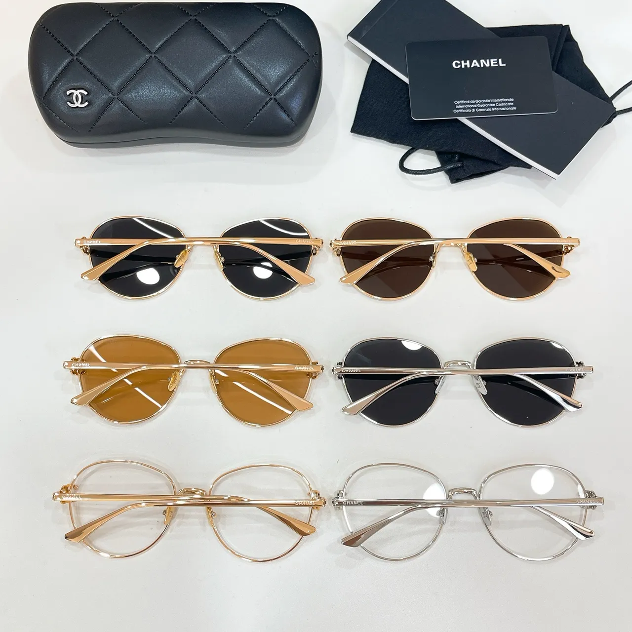 Chanel نظارات بصرية ذهبية مستديرة رفيعة إطار معدني نهائية 8
