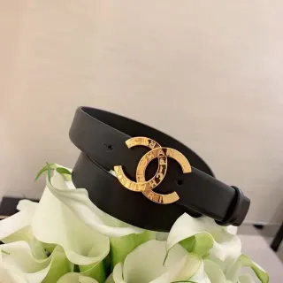 Chanel Interlocking CC Buckle Cinto de couro preto