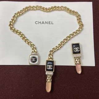Chanel قلادة أحمر الشفاه ذهبي أسود سلسلة كيرب مينا قلادات قلادة