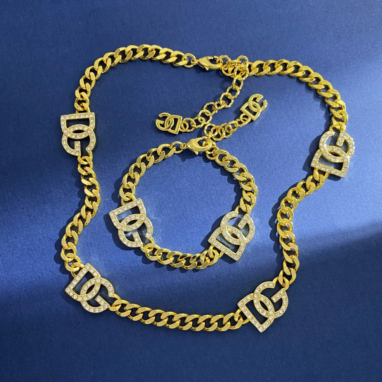 Chanel Logo Chain Rhinestone-Embellished Dual-Tone Necklace 2