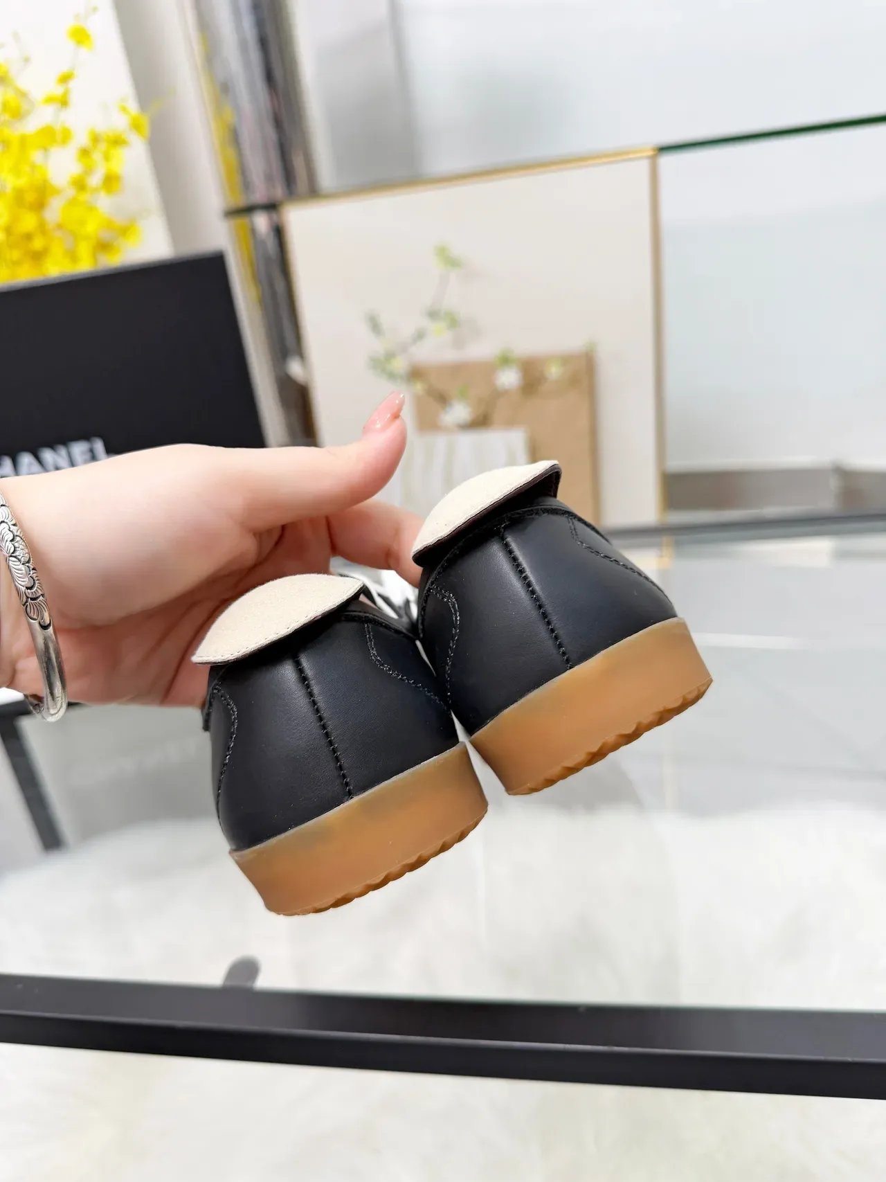 Chanel Logo Sneaker Black and White Suede Lifestyle Sneakers 2