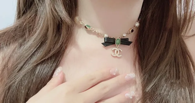 Chanel Multicolor Black Beaded Chain Leather Bow Accent Necklace 2