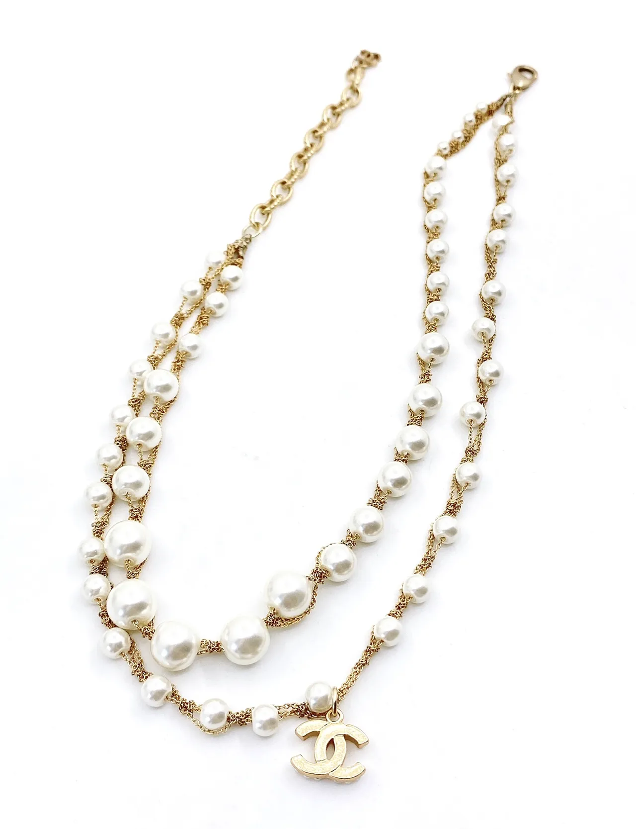 Chanel Pearl and Gold-Tone CC Logo Multi-Strand Necklace 6