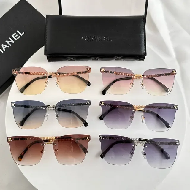 Chanel Óculos de Sol Corrente de Pérolas Sem Aro Gradiente 3
