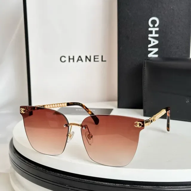 Chanel Óculos de Sol Corrente de Pérolas Sem Aro Gradiente 5