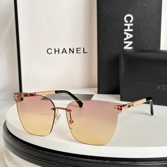 Chanel Óculos de Sol Corrente de Pérolas Sem Aro Gradiente 6
