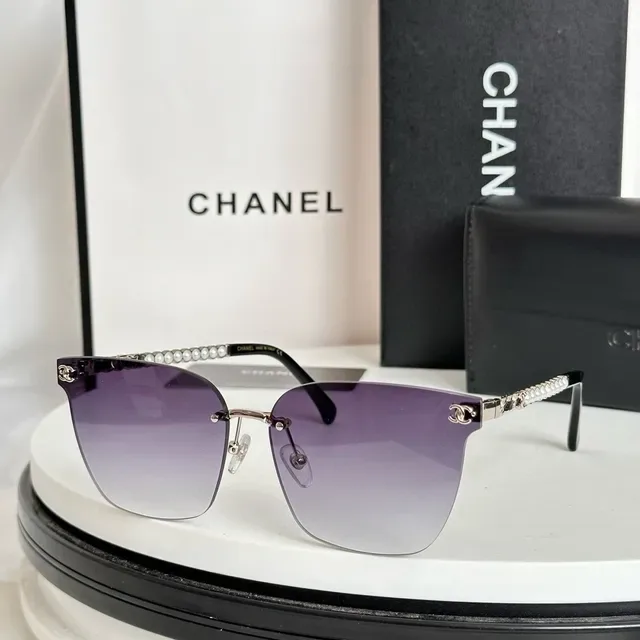 Chanel Óculos de Sol Corrente de Pérolas Sem Aro Gradiente 7