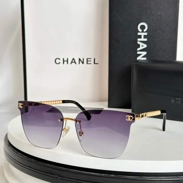 Chanel Óculos de Sol Corrente de Pérolas Sem Aro Gradiente 9
