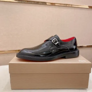 Christian Louboutin Black Red Patent Leather Single Strap Monk Shoes