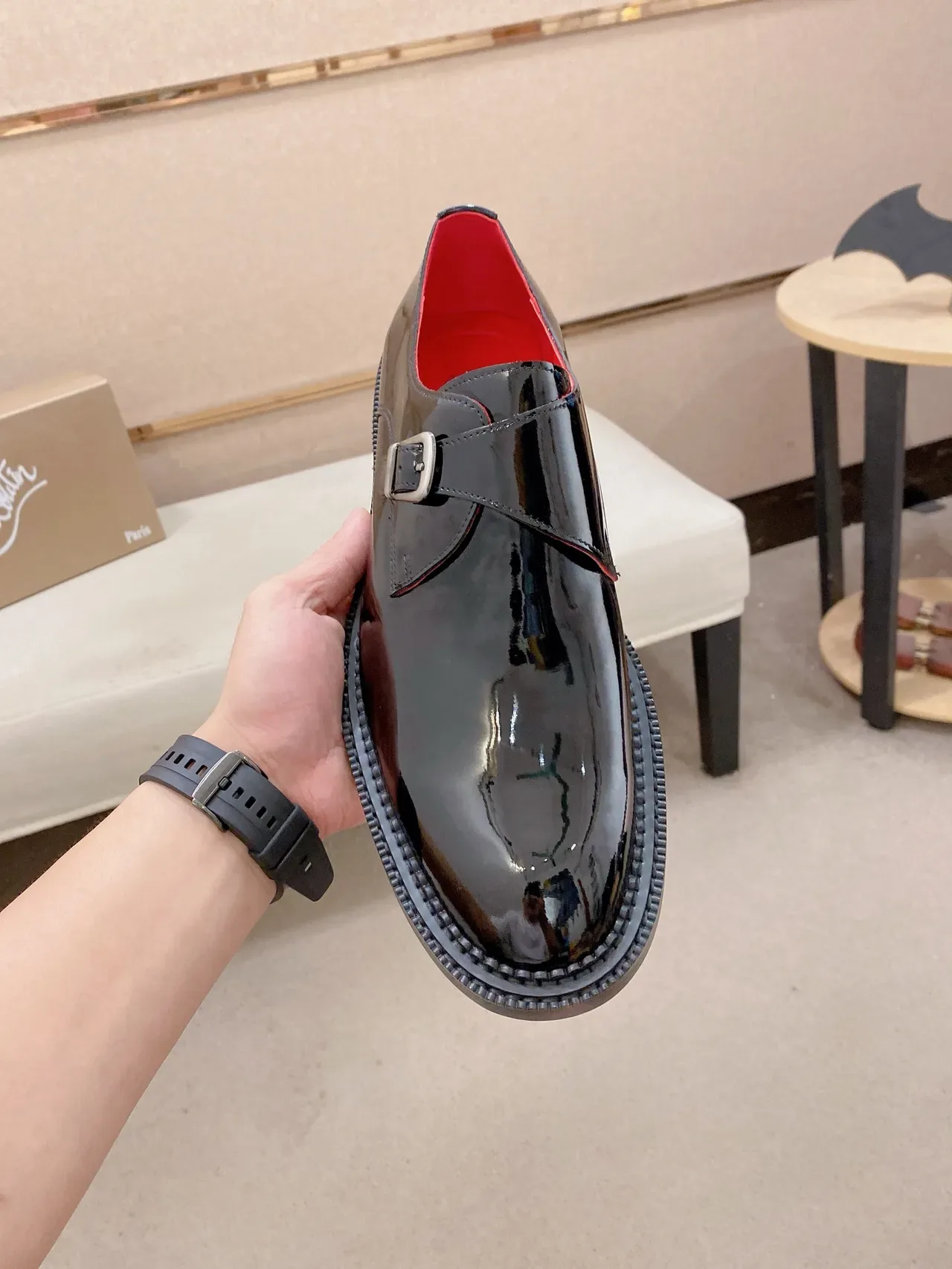 Christian Louboutin 黑红漆皮单带僧鞋 5