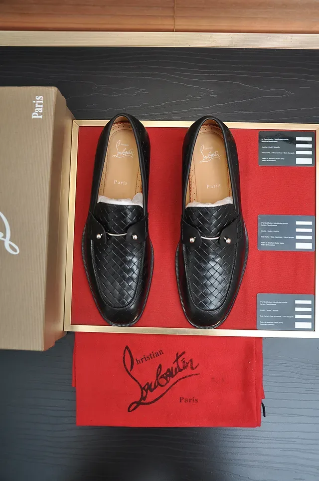 Christian Louboutin Noir Rouge Cuir Tressé Mocassin Double Bride Monacale Loafer 5