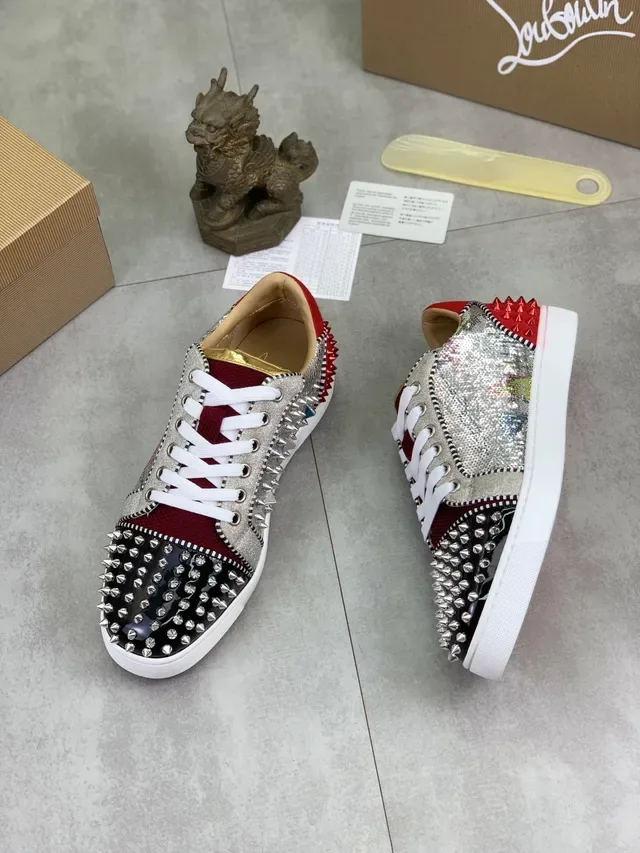Christian Louboutin কালো সিলভার স্পাইক টো সিকোয়িন্ড উপর লাইফস্টাইল স্নিকার 6