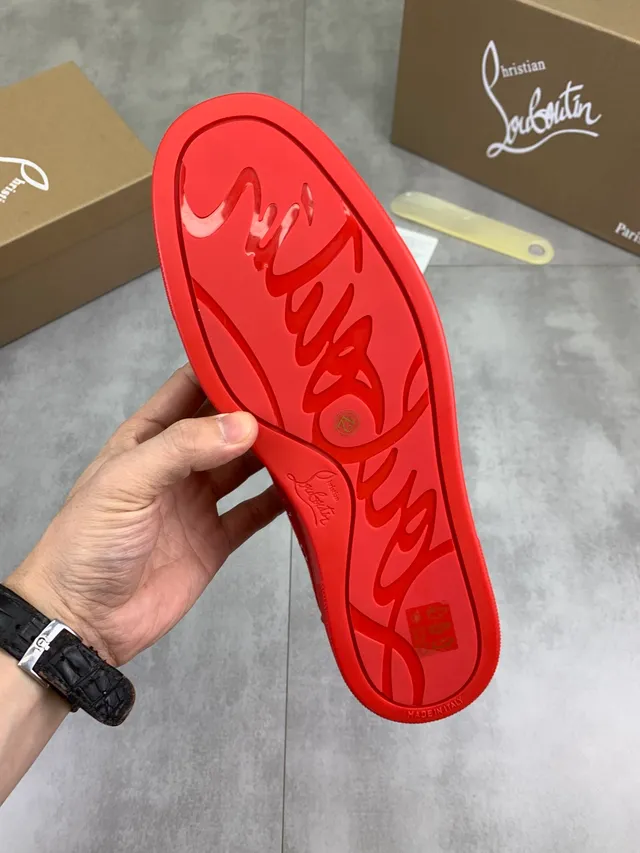 Christian Louboutin Vermelho Bege Camurça Superior Monocromático Tênis Lifestyle 2