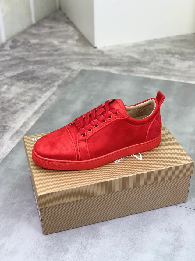Christian Louboutin Vermelho Bege Camurça Superior Monocromático Tênis Lifestyle 4