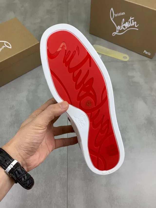 Christian Louboutin White and Off-White Leather Mesh Sneaker 2