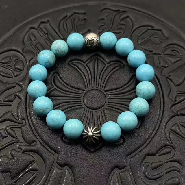 Chrome Hearts 黑色串珠手链 银色光泽珠子 十字护身符 5