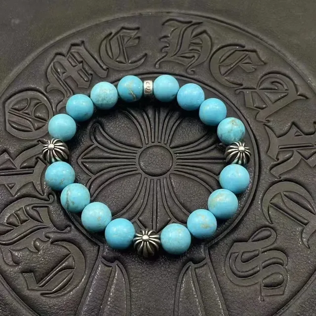 Chrome Hearts 黑色串珠手链 银色光泽珠子 十字护身符 6