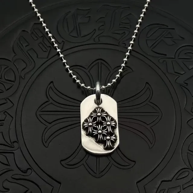 Chrome Hearts Cross Dog Tag Silver Pendant Necklace 1