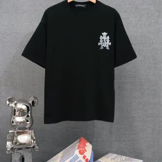 Chrome Hearts Double Cross कढ़ाई वाली काली टी-शर्ट