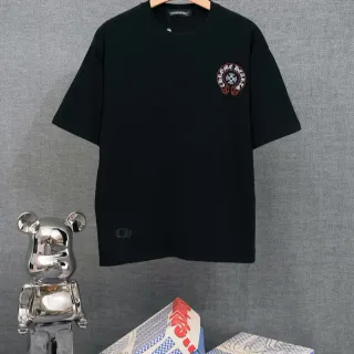 Chrome Hearts कढ़ाई लोगो काला ओवरसाइज़ टी-शर्ट