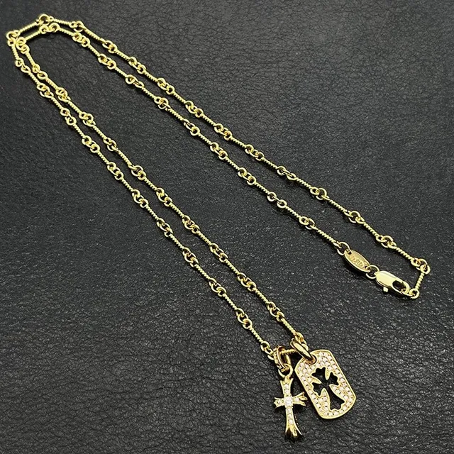 Collier chaîne Chrome Hearts Gold Black Pavé-Set Cristaux 4