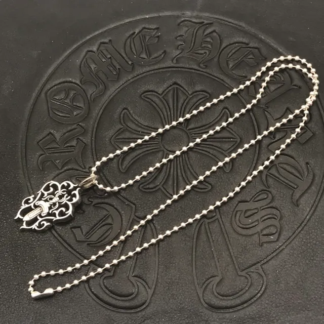 Chrome Hearts Collar plateado negro gótico filigrana motivo de daga 9